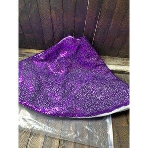 Christmas Tree Skirt 24” Round Mini Purple Sequin For  Small Tree